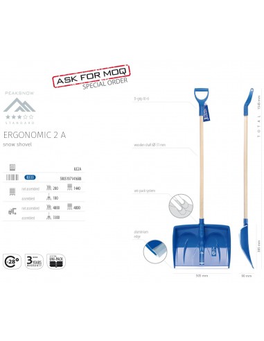 Lopata pentru zapada 145x50,5cm, Ergonomic 2A