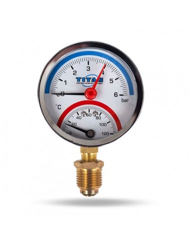 Termomanometru, 1/2", 120°C, 0-6 bar,...