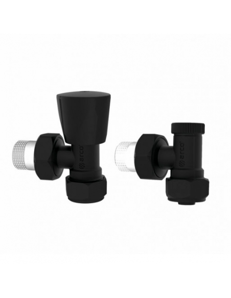 Set robineti radiator negri, tur + retur, pentru pex, 16 x 1/2", Arco