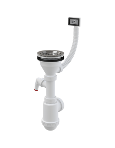 Sifon chiuveta A447P DN50/40, cu sita din otel inoxidabil Ø115, preaplin flexibil si racord pentru masina de spalat, Alca