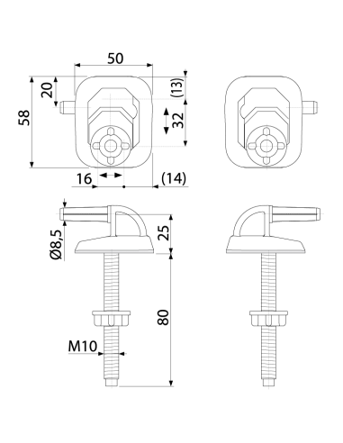 Set fixare capac WC P0009-ND, pentru A60, Alca