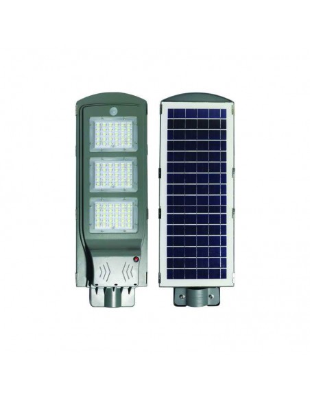 Lampa iluminat stradal LED PLUS cu panou solar+ senzor miscare, 60W, 6000K lumina rece, 5100lm, 6V, 260x635x70mm, IP65, Eurolamp