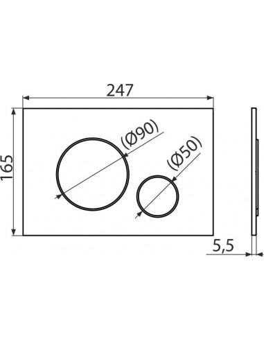 Clapeta de actionare pentru rezervor incastrat, cromat lucios, Alca