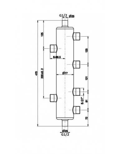 Butelie egalizare din inox maxim 72 kw, filet 1", 4500 l/h, 4 iesiri, MNC