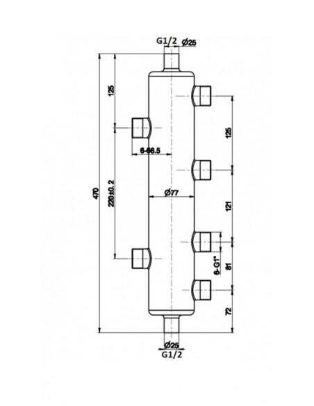 Butelie egalizare din inox maxim 72 kw, filet 1", 4500 l/h, 4 iesiri, MNC