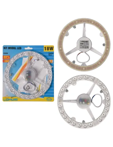 Kit modul LED Lohuis rotund, 18W, 1800lm + driver, 19.5 cm, lumina rece, 6500 K