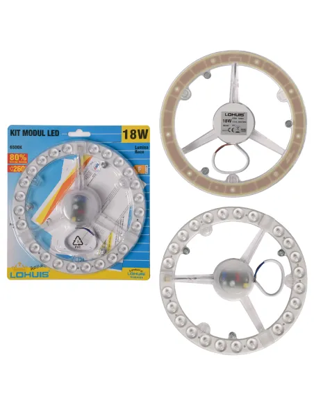 Kit modul LED Lohuis rotund, 18W, 1800lm + driver, 19.5 cm, lumina rece, 6500 K