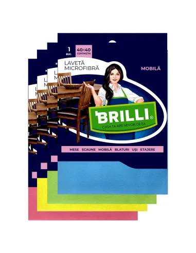 Laveta microfibra mobila, 40x40cm, 1buc/set, Brilli