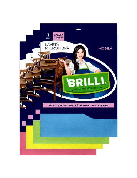 Laveta microfibra mobila, 40x40cm, 1buc/set, Brilli