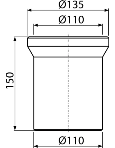 Racord WC drept, 150mm, A91-150, Alca