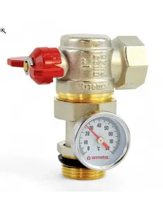 Robinet coltar, cu bila si olandez, FI-FE, 1, DN25, PN40, cu termometru incorporat, Ermetiq