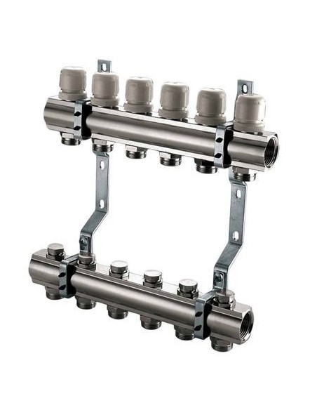 Set distribuitor tur/retur fara debitmetru IVAR din alama 1" x EK - 4 cai