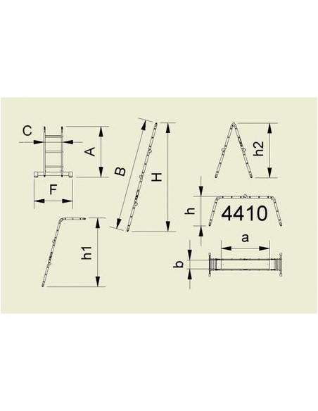 Scara cu articulatie Alverosal din 4 tronsoane profesionala Forte Plus 4 x 3 trepte, 3.5 m