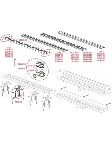 Rigola dus cu gratar din inox, APZ10, 550mm Simple, Alca