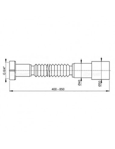 Racord flexibil 6/4″ x 40/50, A770 piulita din plastic + ventil chiuveta cu sita din otel inoxidabil A33, Alca
