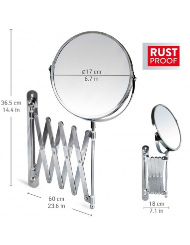 Oglinda cosmetica bilaterala, 3X din otel cromat, Aurora Tatkraft