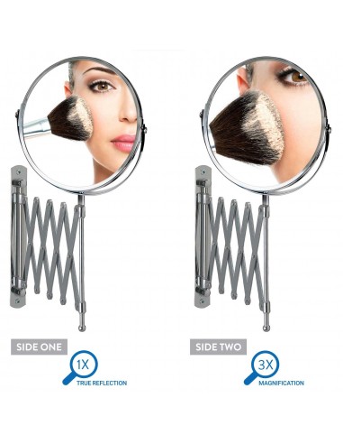 Oglinda cosmetica bilaterala, 3X din otel cromat, Aurora Tatkraft