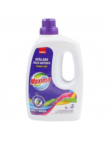 Detergent lichid pentru rufe colorate, Sano Maxima Mix & Wash, (60sp), 3L