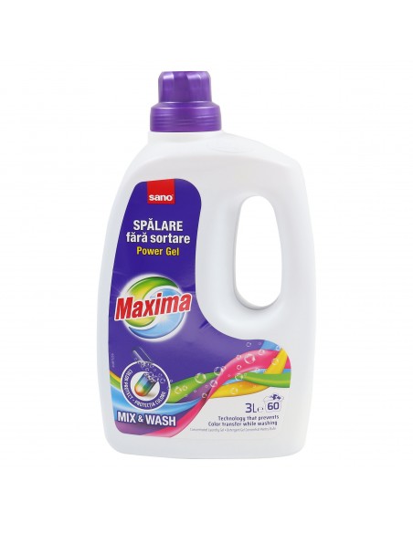 Detergent lichid pentru rufe colorate, Sano Maxima Mix & Wash, (60sp), 3L