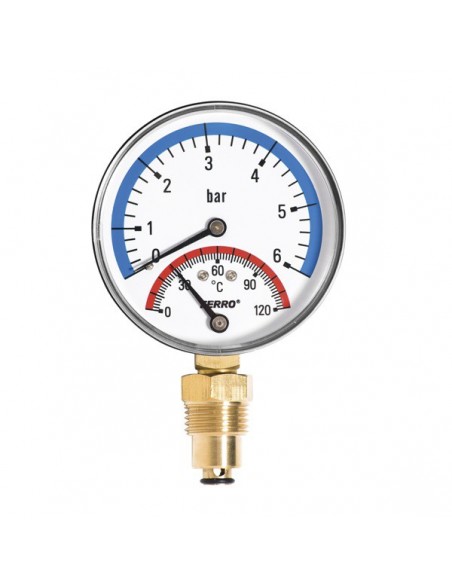 Termomanometru, 1/2", 120°C , 80 mm , montaj radial, Ferro