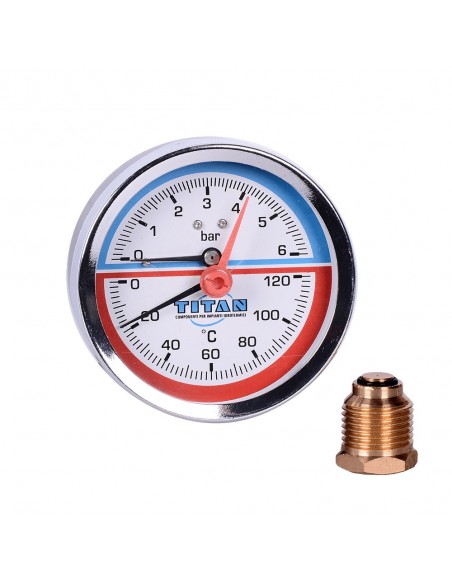 Termomanometru, 1/2", 120°C, 0-6 bar, montaj axial, Titan
