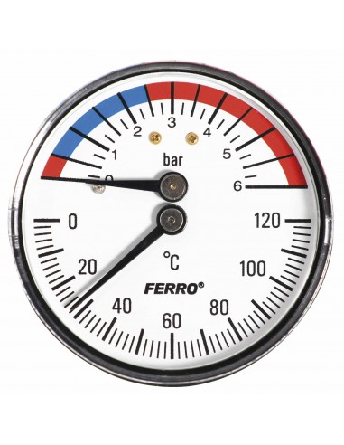 Termomanometru, 1/2", 120°C, 0-6 bar,...