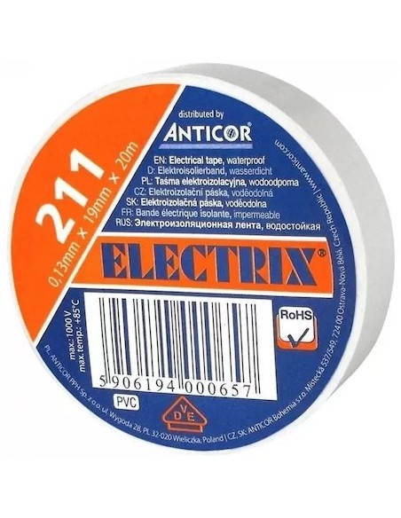 Banda izolatoare 211 PVC, 19mm X 20m, Electrix