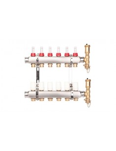 Distribuitor din inox Valvex, cu debitmetre 1" X EK - 9 cai