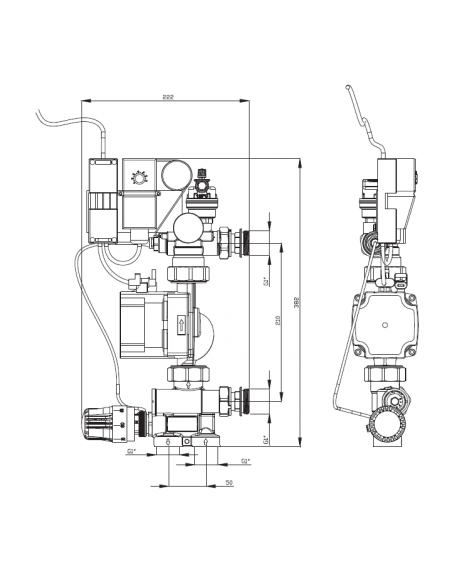 Grup amestec incalzire in pardoseala cu pompa Lowara 25-6-130, Raodyne