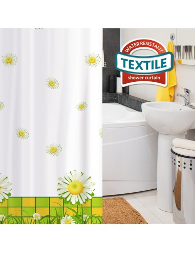 Perdea dus antibacteriana, Chamomile, impermeabila, textila, 180 x 180 cm, Tatkraft