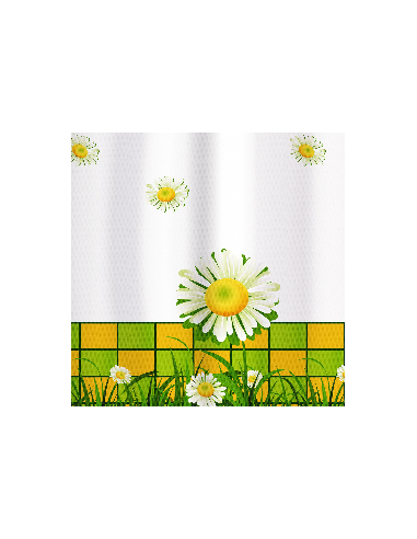 Perdea dus antibacteriana, Chamomile, impermeabila, textila, 180 x 180 cm, Tatkraft