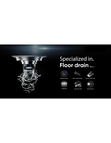 Sifon pardoseala baie antimiros MAGdrain, Inox, 100 x 100 mm