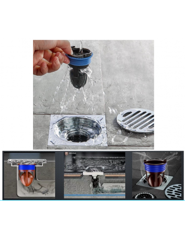 Sifon pardoseala baie antimiros, faiantabil, MAGdrain, alama, 100 x 100 mm