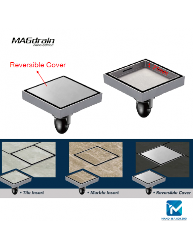 Sifon pardoseala baie antimiros, faiantabil, MAGdrain, alama, 100 x 100 mm