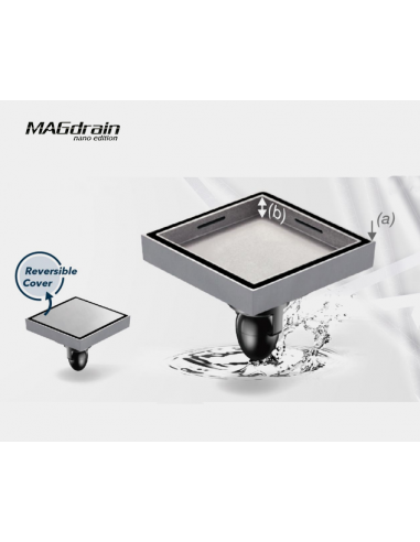 Sifon pardoseala baie antimiros, faiantabil, MAGdrain, alama, 100 x 100 mm