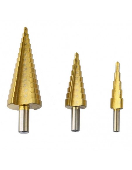 Set 3 bucati burghie conice, 4-12mm, 4-20mm, 4-32mm