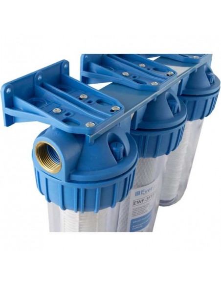 Filtru triplex de apa, carbune + polipropilena + sita, 10" x 1"