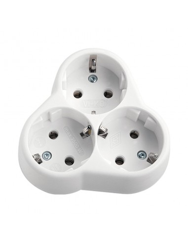 Triplu stecher cu impamantare, stea, Eurolamp