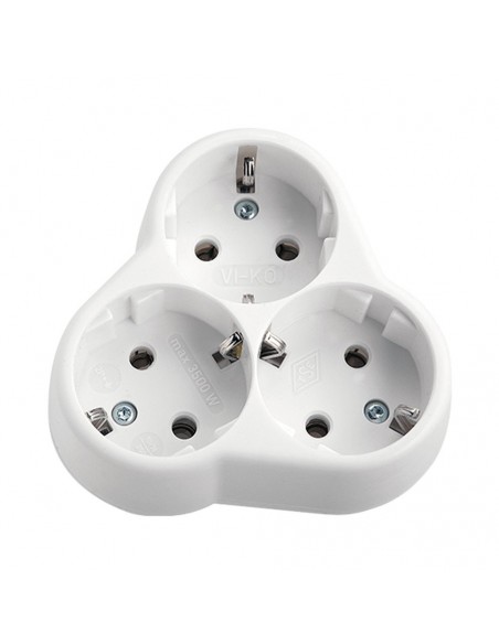 Triplu stecher cu impamantare, stea, Eurolamp