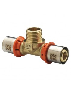 Teu sertizare, alama, filet exterior, 26/3 x 3/4 FE x 26/3, Ivar