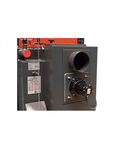 Cazan combustibil solid, Atmos DC70S, cu gazeificare cu exhaustor de fum, din otel, 70 kW