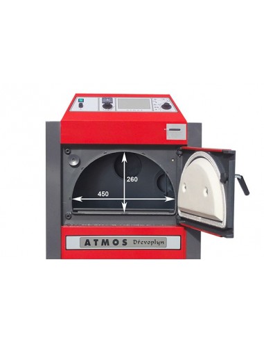 Cazan combustibil solid, Atmos DC70S, cu gazeificare cu exhaustor de fum, din otel, 70 kW