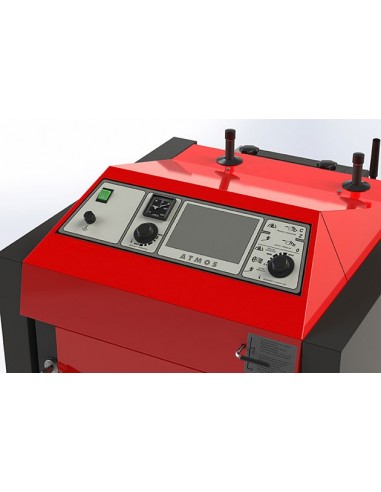 Cazan combustibil solid, Atmos DC70S, cu gazeificare cu exhaustor de fum, din otel, 70 kW