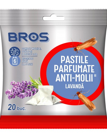 Pastile anti-molii cu parfum de lavanda, 20 buc, Bros
